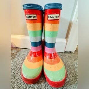 Hunter Rainbow Striped Waterproof Rain Boots